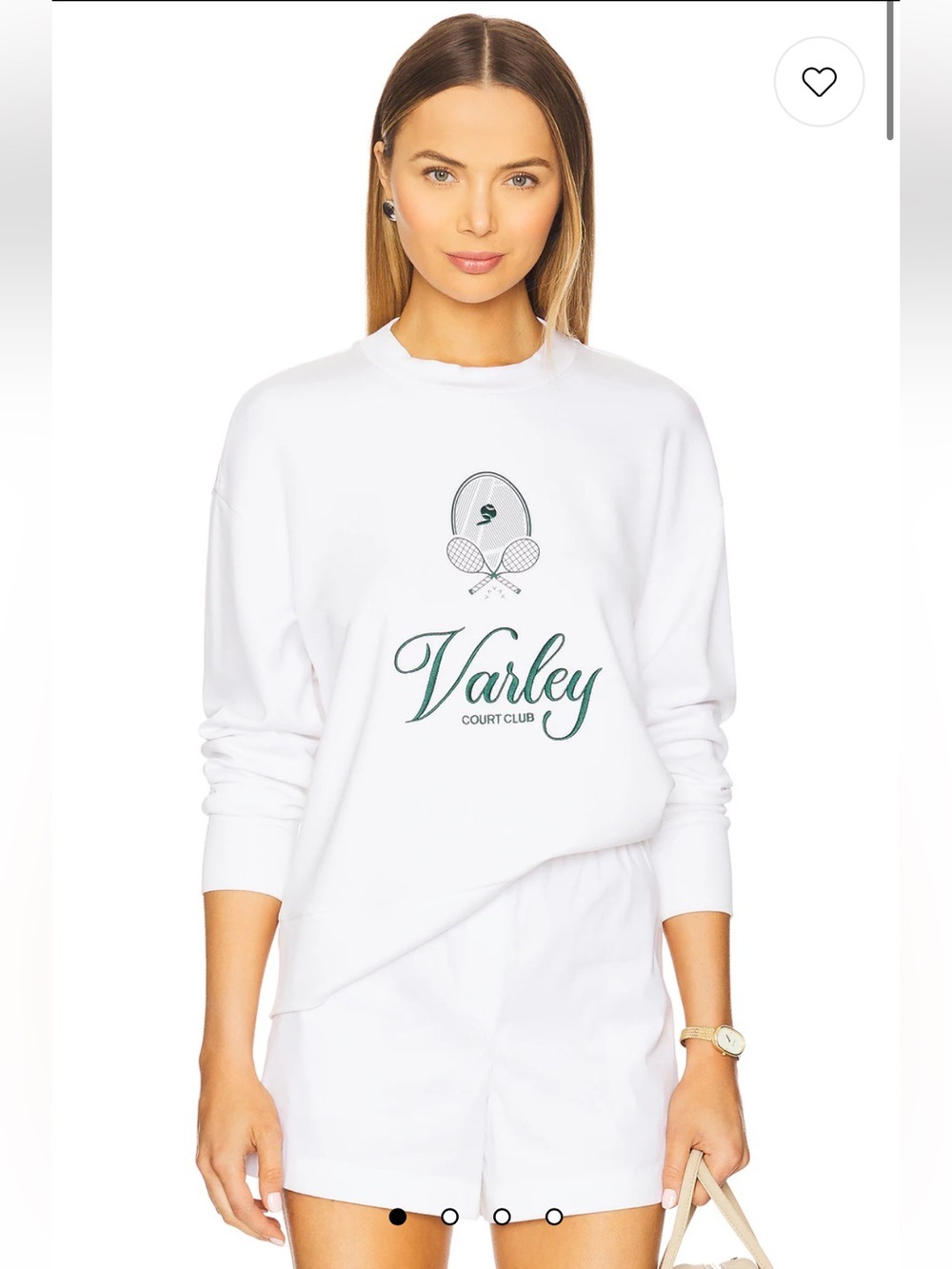 Varley Rasco Namesake Sweatshirt White & Forest Sz S Like New Condition